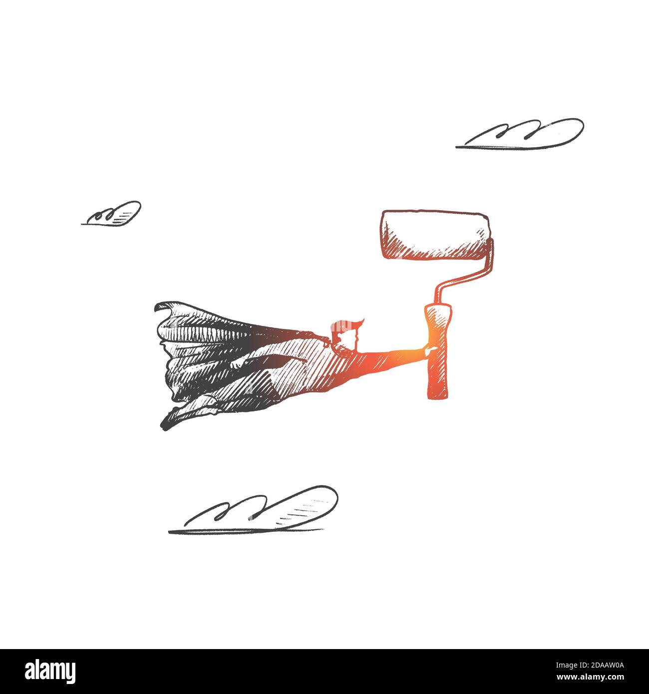 Concetto di pittore. Vettore isolato disegnato a mano. Illustrazione Vettoriale