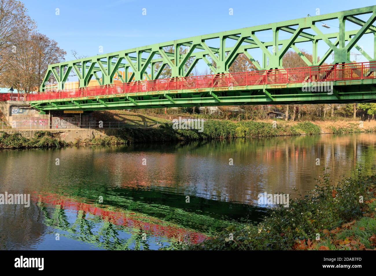 Lukas Brücke (ponte Lucas) o Lukasbrücke, sito del patrimonio industriale ponte in acciaio a Datteln, Nord Reno-Westfalia, Germania Foto Stock