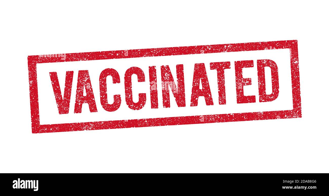 Illustrazione vettoriale della parola vaccinata in inchiostro rosso Illustrazione Vettoriale