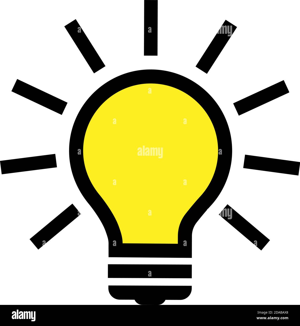 simbolo di una semplice lampadina luminosa o illustrazione vettoriale delle icone Illustrazione Vettoriale