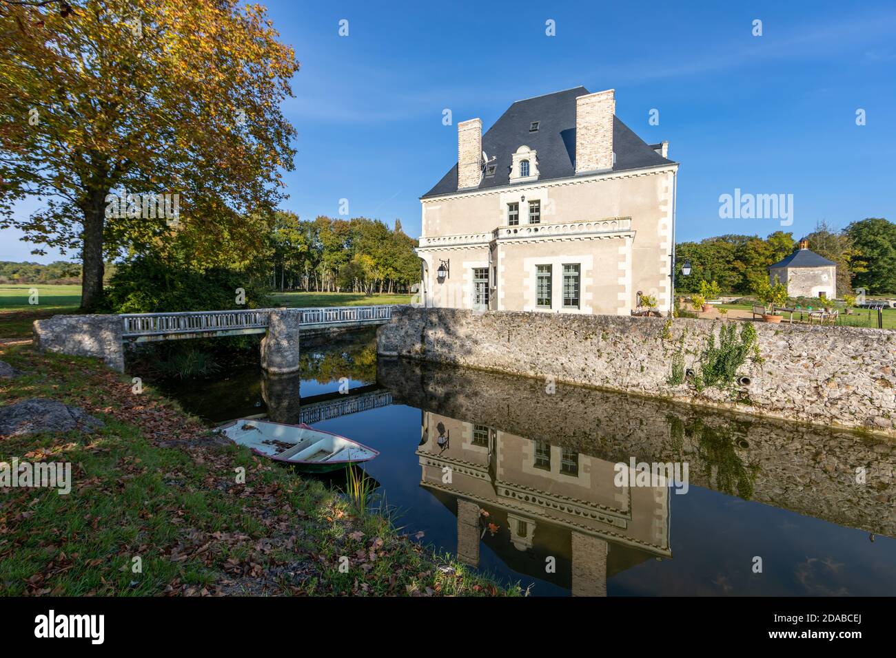 Castello nella campagna della Valle della Loira - vicino a Langeais - Francia Foto Stock