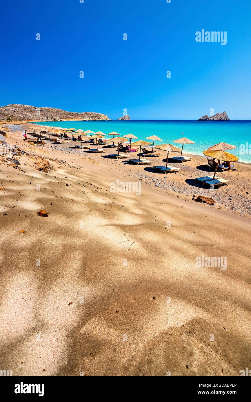 Mazida Ammos spiaggia, Xerokambos, comune di Sitia, Lassithi, Creta, Grecia. Foto Stock