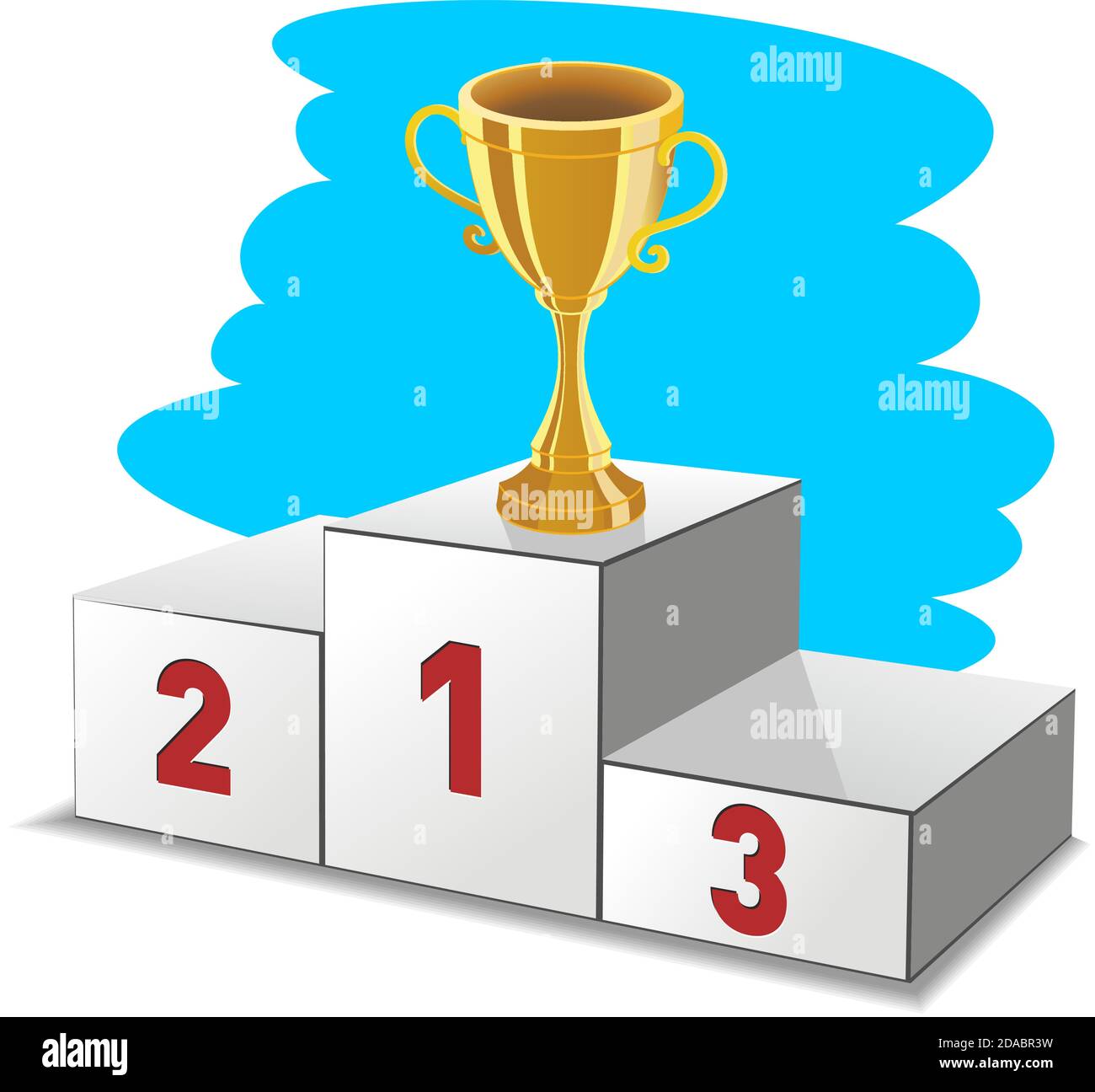 Podio e coppa sportiva per il primo posto. Illustrazione, vettore Illustrazione Vettoriale