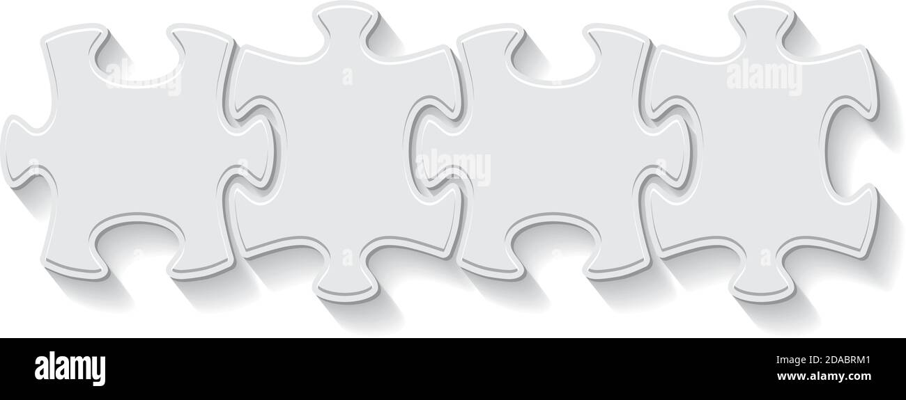 Presentazione puzzle quadrilatero su quattro lati. Campo di testo esplicativo del modello infografico astratto per le statistiche aziendali. Illustrazione di puzzle vettoriali Illustrazione Vettoriale