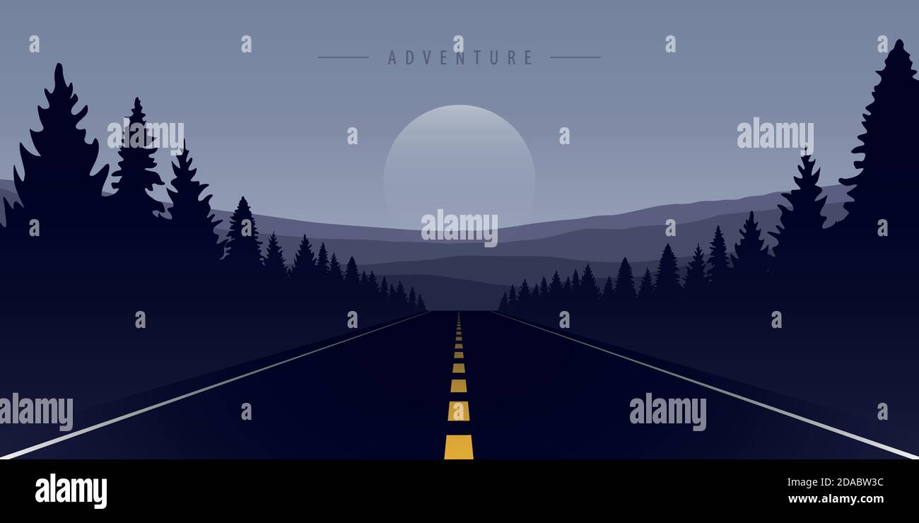 Viaggio strada asfalto strada in montagna illustrazione vettoriale EPS10 Illustrazione Vettoriale