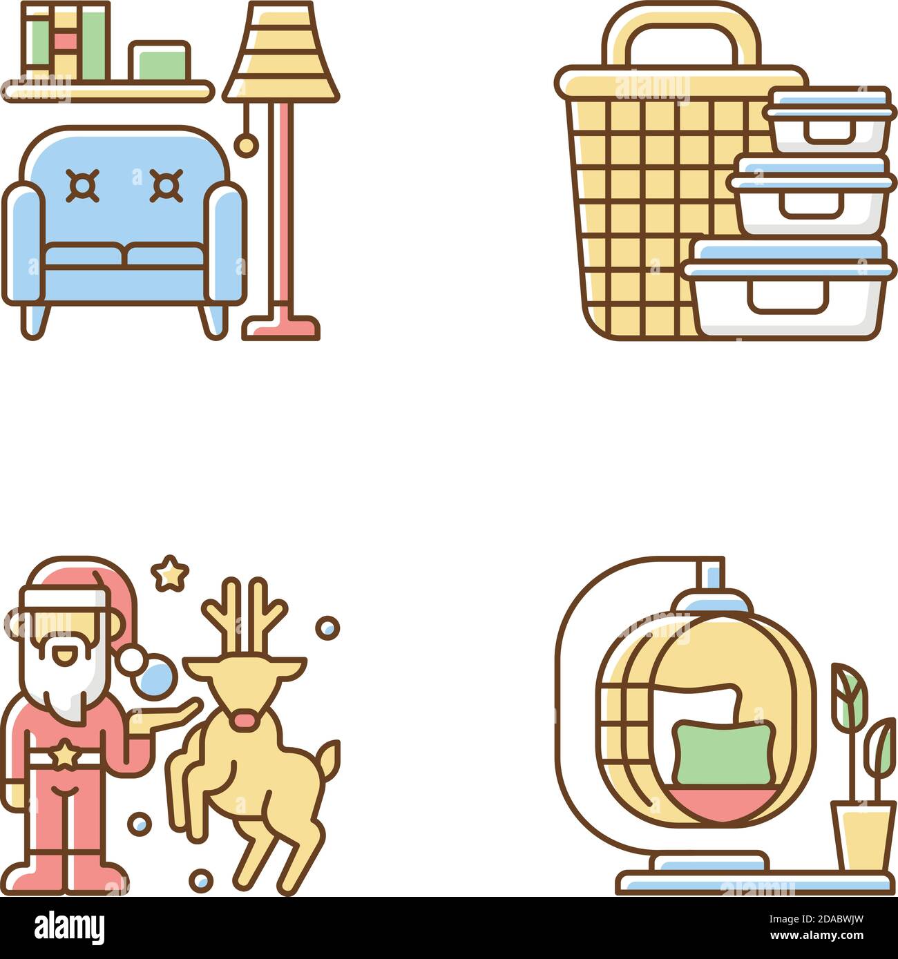 Set di icone RGB per la casa e i mobili Illustrazione Vettoriale