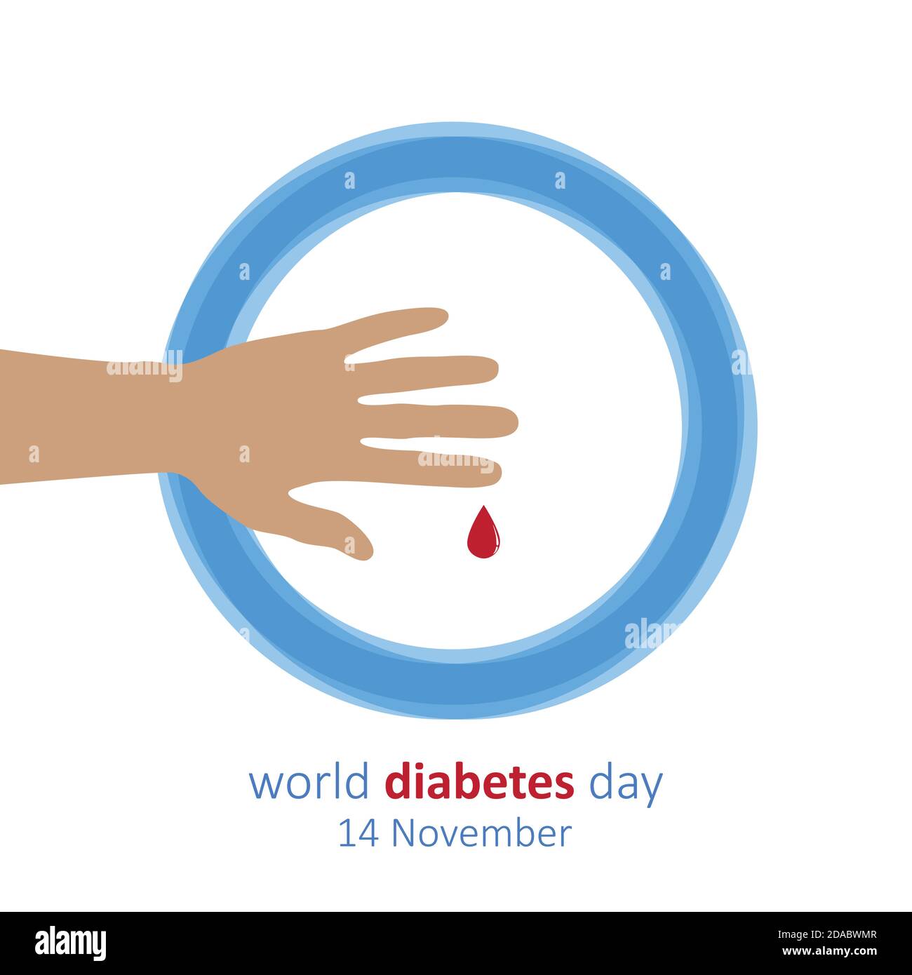 mano e goccia di sangue giornata mondiale del diabete 14 novembre vettore Illustrazione EPS10 Illustrazione Vettoriale