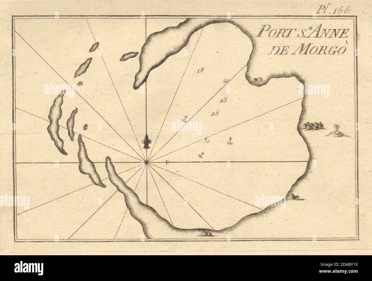 Sant'Anna di Mango. Katapola, Amorgos, Cicladi. Agia Anna. Grecia. Mappa ROUX 1804 Foto Stock