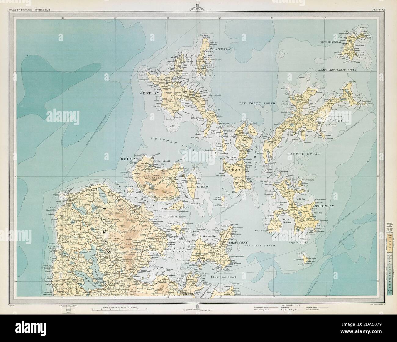 Isole ORCADI KIRKWALL NORTH Westray Sanday Stronsay Rousay Shapinsay 1895 mappa Foto Stock