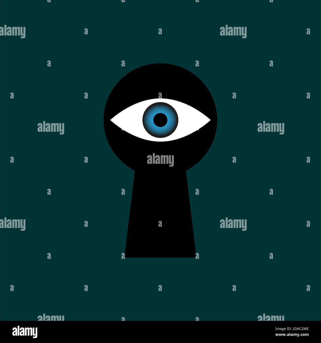 L'occhio umano guarda attraverso il buco della serratura. Illustrazione Vettoriale