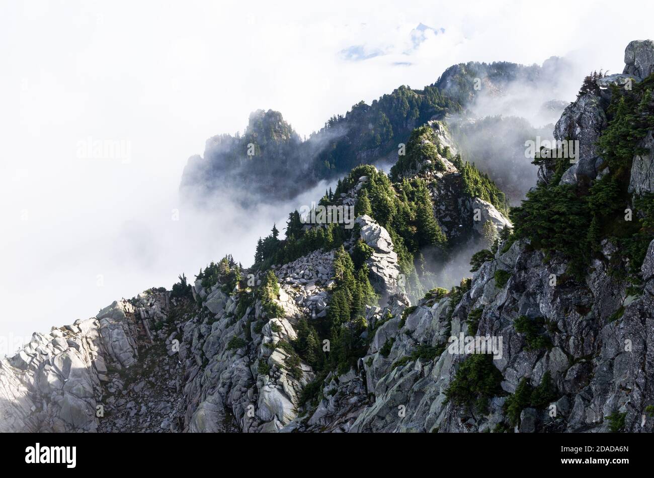 Una mattinata in cima al Monte Pilchuck, a Washington Foto Stock