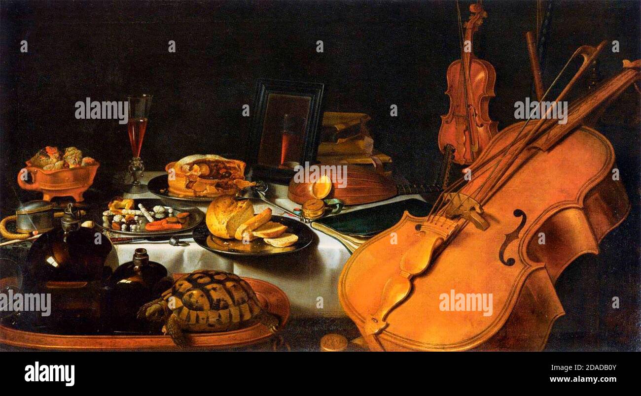 Still Life with Musical Instruments, di Pieter Claesz, 1623. Foto Stock