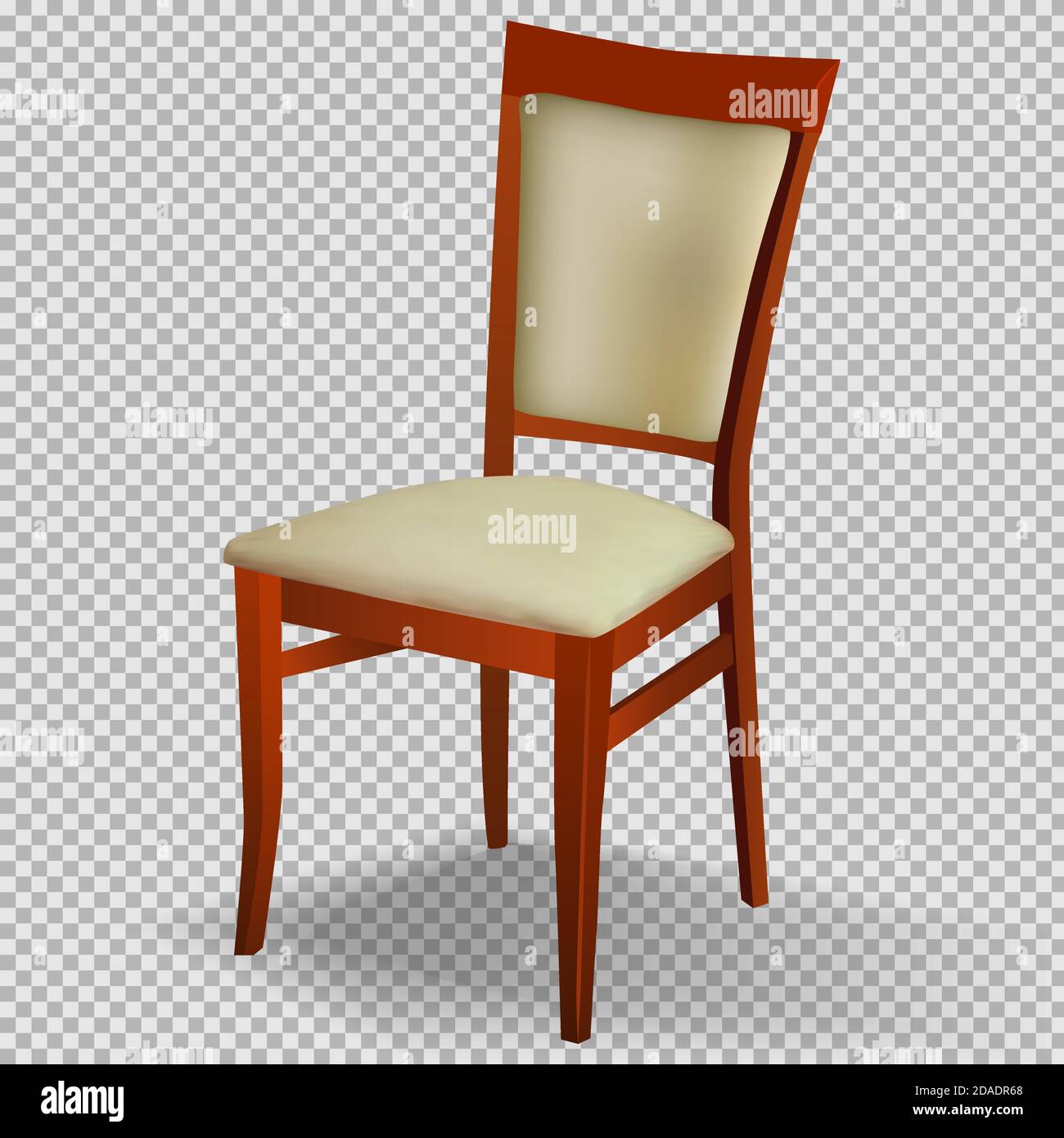 Sedia realistica con una schiena su uno sfondo trasparente.oggetto vettoriale isolato. Illustrazione Vettoriale