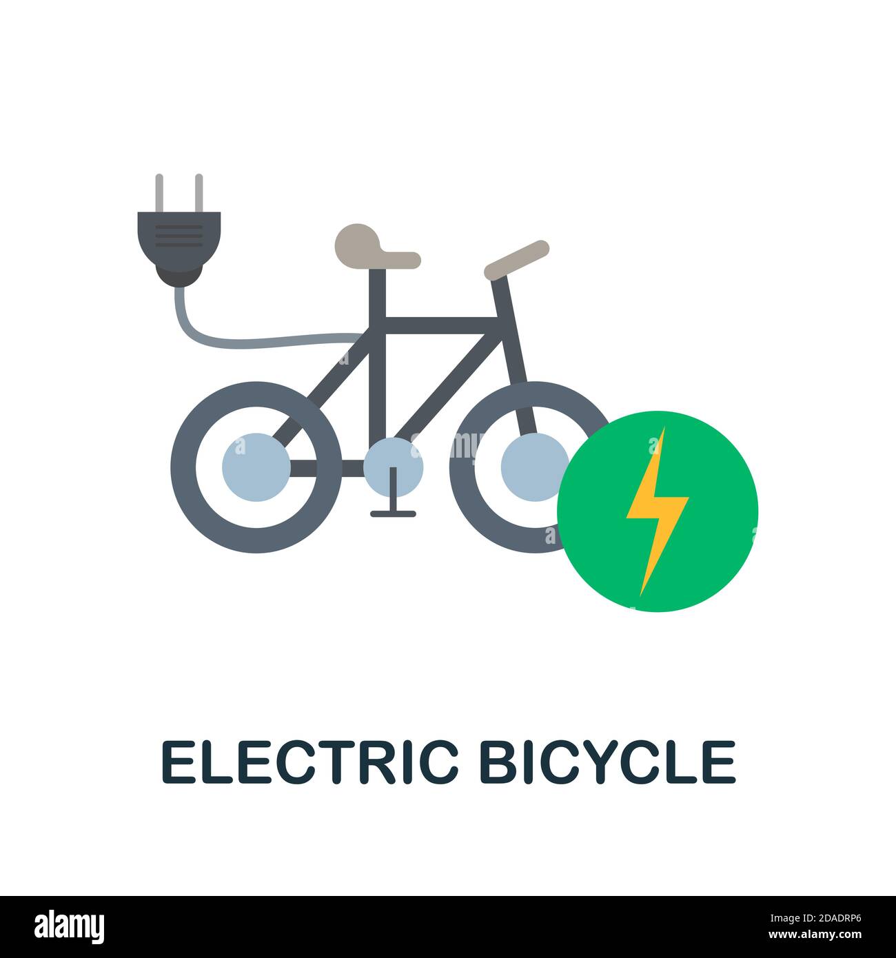Icona bicicletta elettrica. Elemento semplice della collezione di veicoli elettrici. Icona Creative Electric Bicycle per web design, modelli, infografiche e. Illustrazione Vettoriale