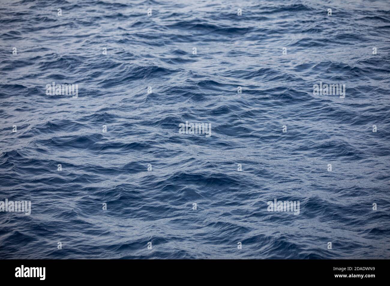 Superficie blu dell'acqua di mare. Increspature oceaniche, onde calme, concetto di surf. Fondo di mare profondo Foto Stock