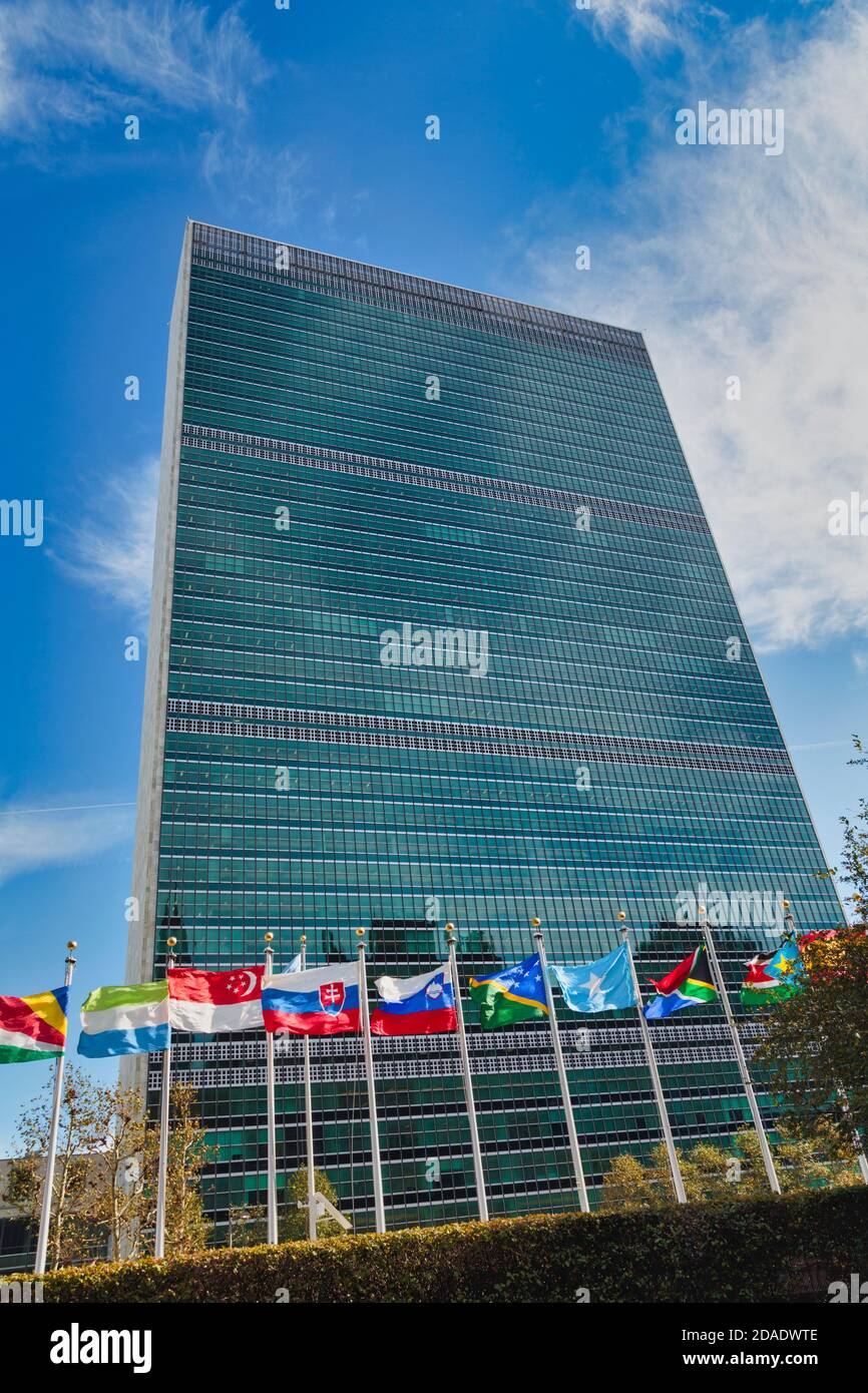 Sede centrale delle Nazioni Unite, New York City, New York state, Stati Uniti d'America. Foto Stock