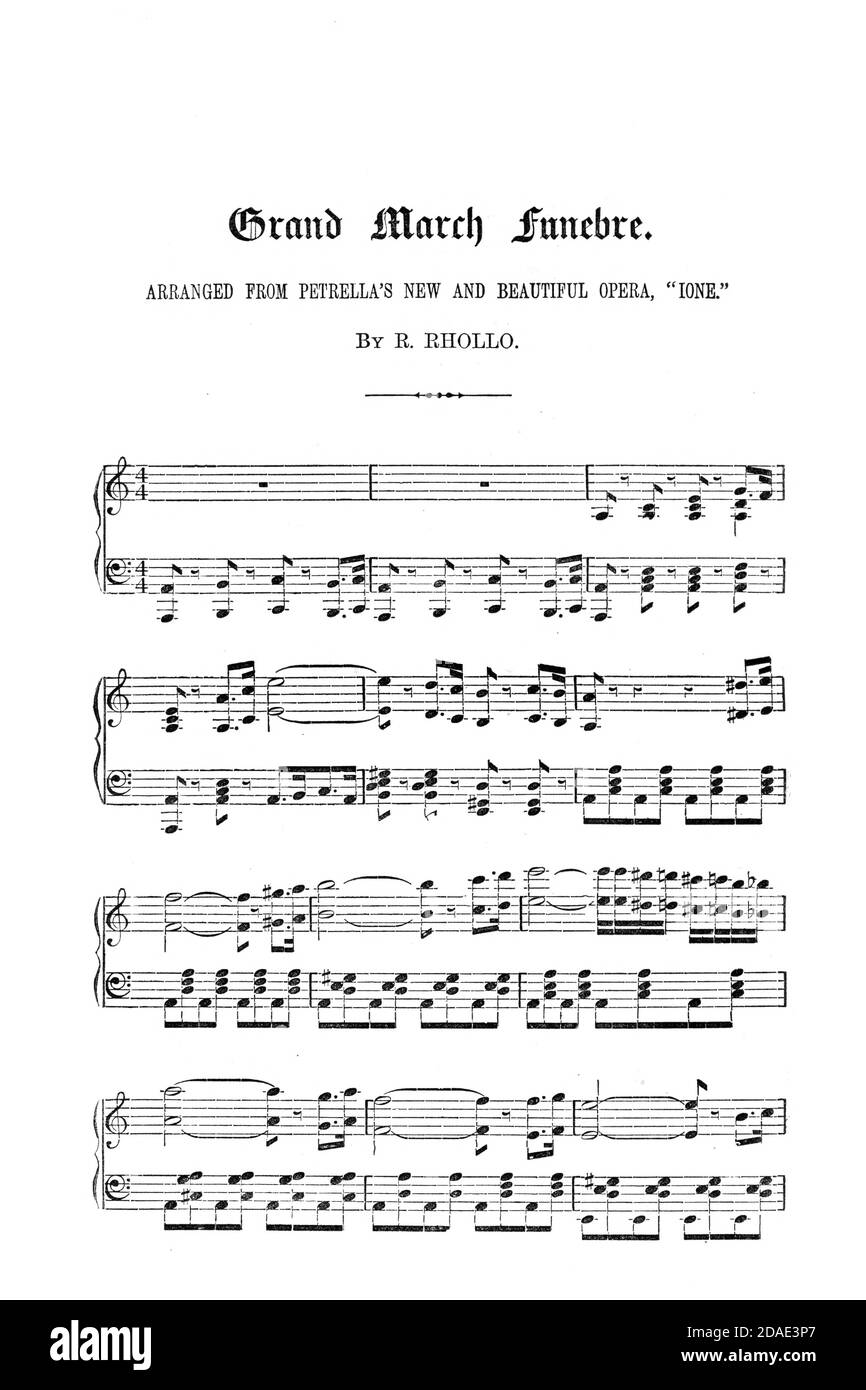 Grand March Fundebre Sheet Music from the Opera Ione from Godey's Lady's Book and Magazine, December, 1864, Volume LXIX, (Volume 69), Philadelphia, Louis A. Godey, Sarah Josepha Hale, Foto Stock