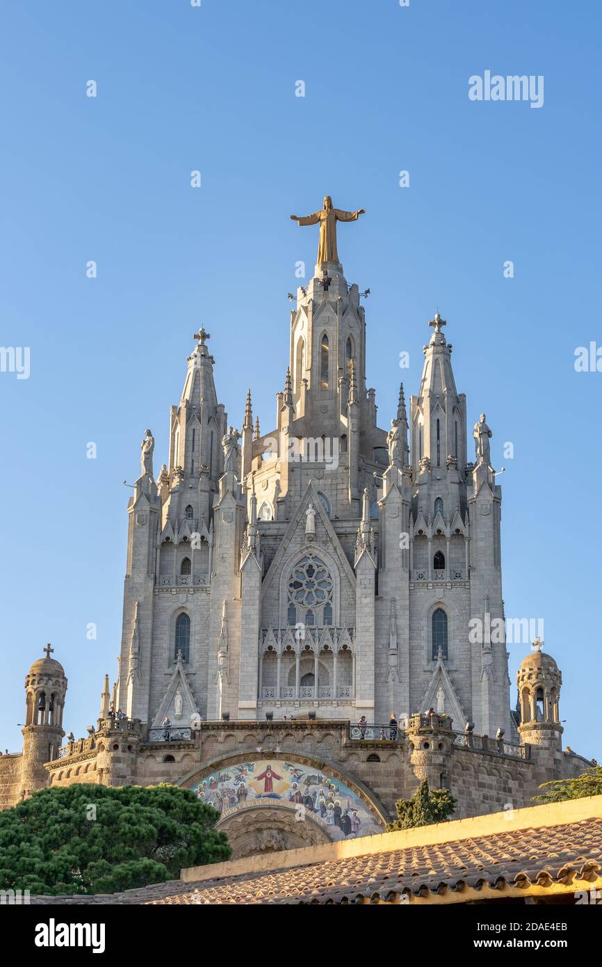 Tempio degli Expiatori del Sagrat Cor in cima al Monte Tibidabo a Barcellona Spagna Foto Stock