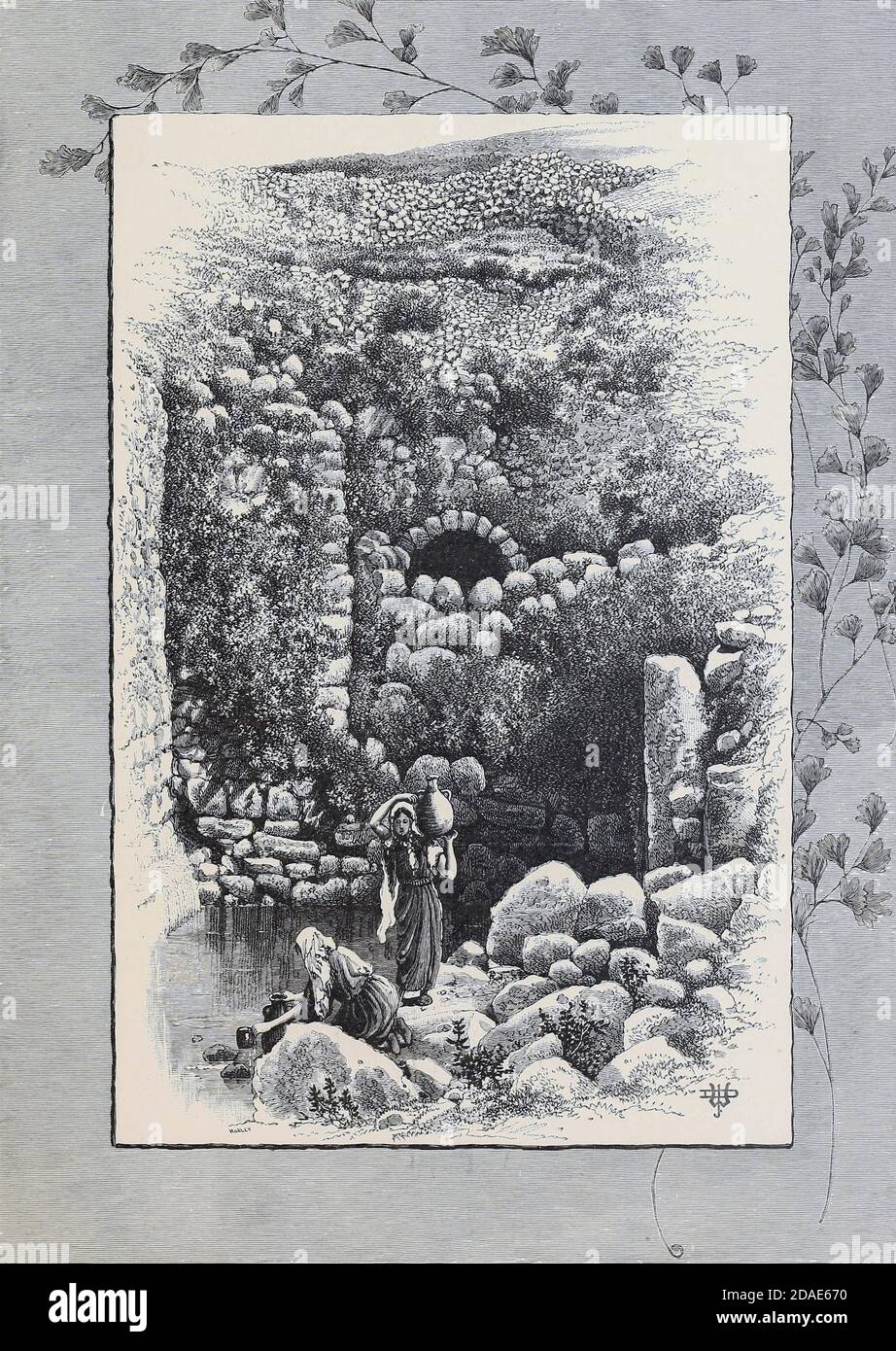 La piscina superiore di Siloam dal libro pittoresco Palestina, Sinai, ed Egitto dal colonnello Wilson, Charles William, Sir, 1836-1905. Pubblicato a New York da D. Appleton and Company nel 1881 con incisioni in acciaio e legno da disegni originali di Harry Fenn e J. D. Woodward Volume 1 Foto Stock