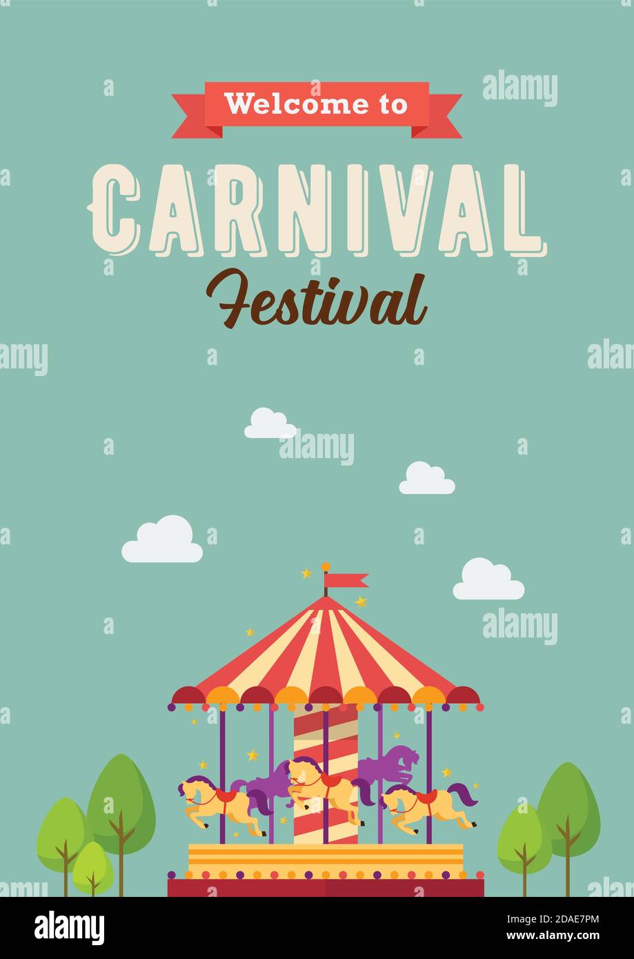 Carnevale festival carosello colorato. Allegro-go-round. Carnevale fiera poster. Vettore illustrazione Illustrazione Vettoriale