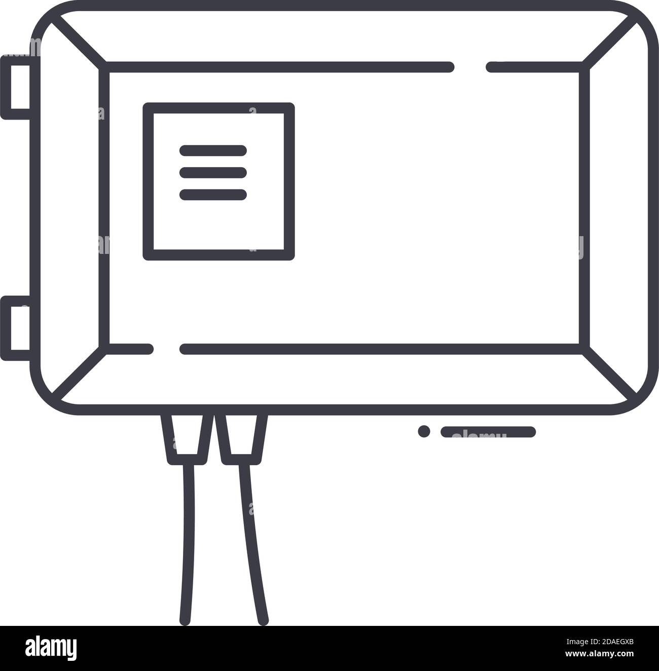 Icona di backup della batteria, illustrazione isolata lineare, vettore di linea sottile, simbolo di disegno web, simbolo di concetto di contorno con tratto modificabile su sfondo bianco. Illustrazione Vettoriale