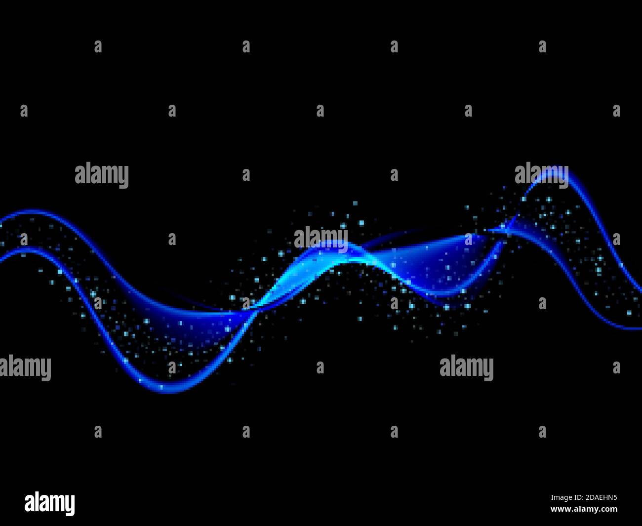 Effetto fumo blu su sfondo nero Illustrazione Vettoriale