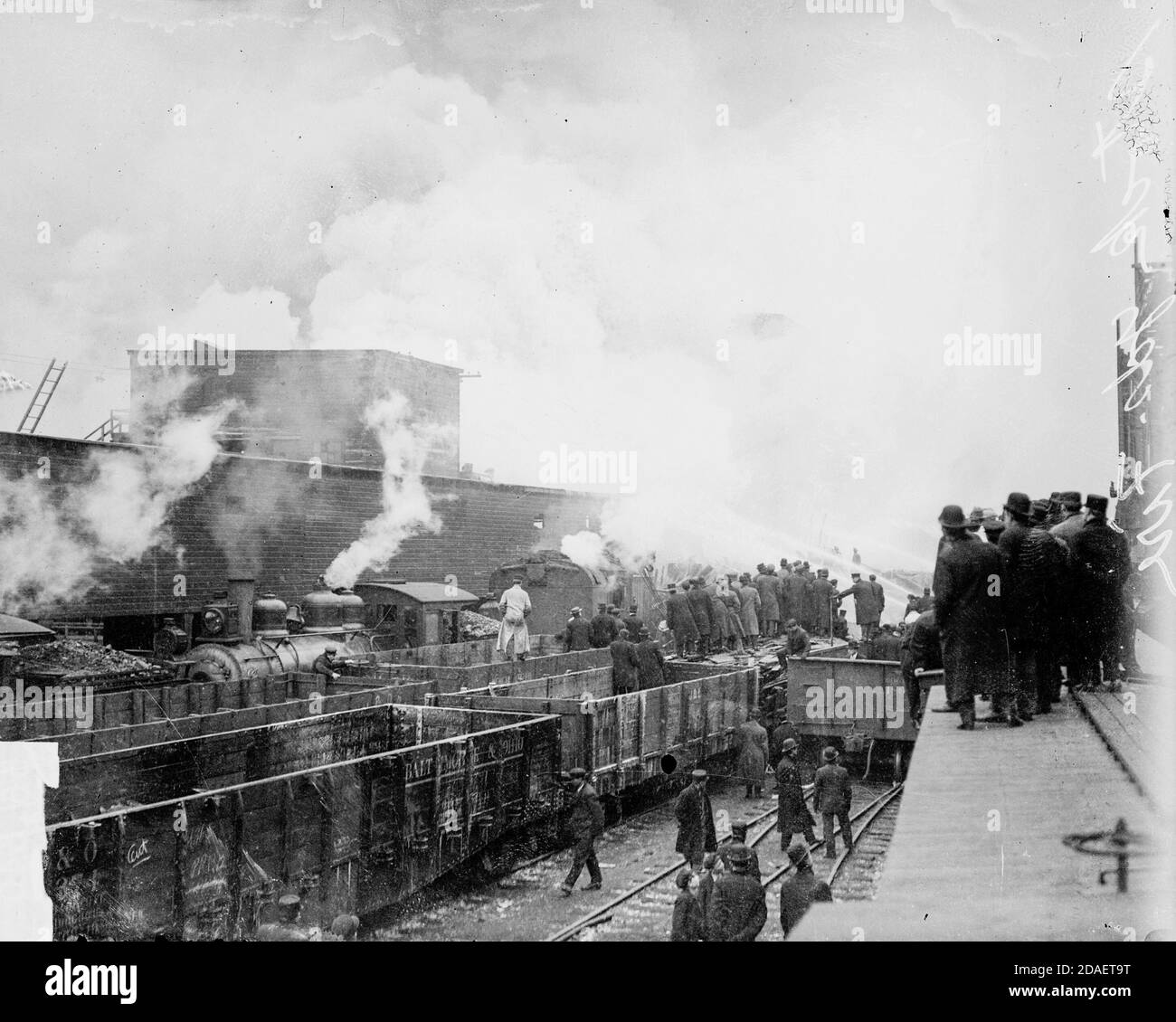 Nelson Morris e i depositi della società sparano nei cantieri Union Stockyards, situati nell'area della comunità di New City a Chicago, Illinois. Foto Stock