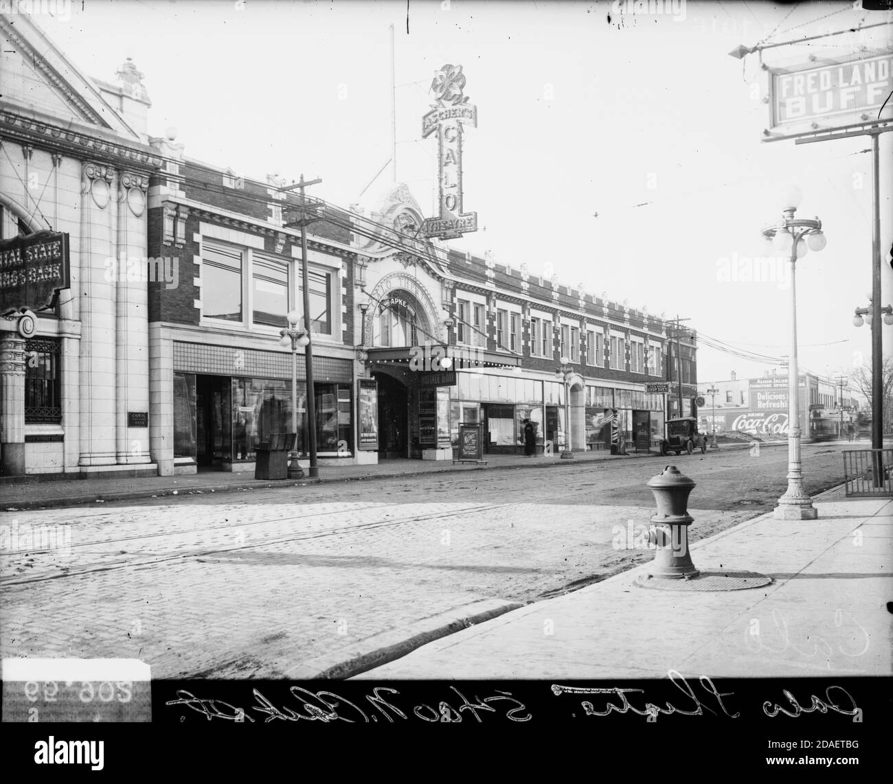 Vista esterna del Teatro Calo al 5400 di North Clark Street nell'area della comunita' Edgewater di Chicago, Illinois. Foto Stock