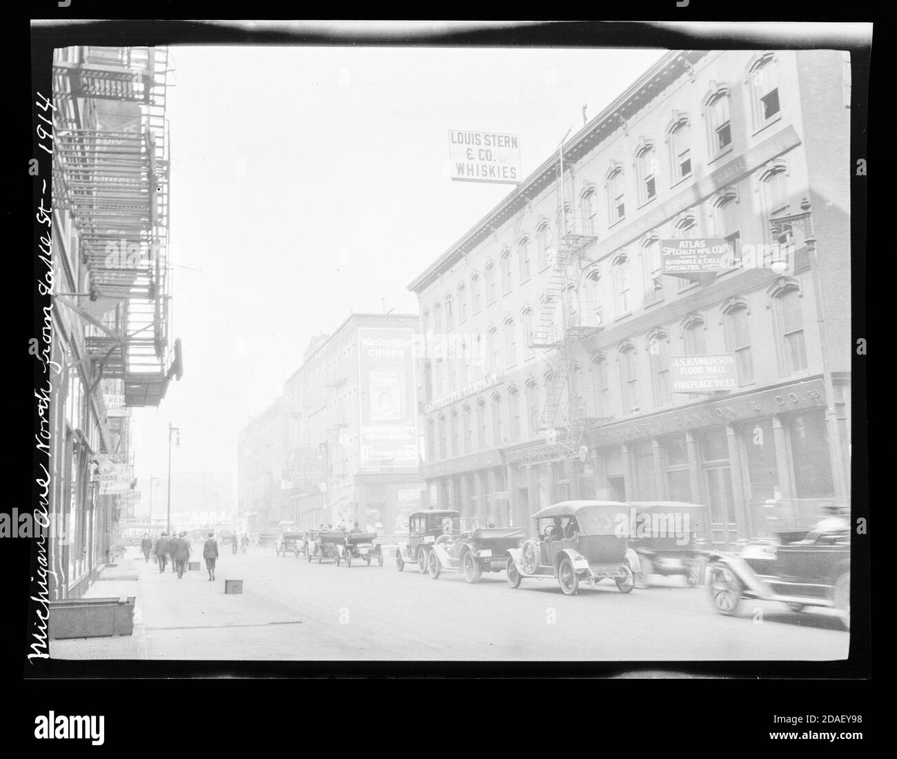 Vista di Michigan Avenue, a nord da Lake Street, Chicago, Illinois, 1914. Foto Stock