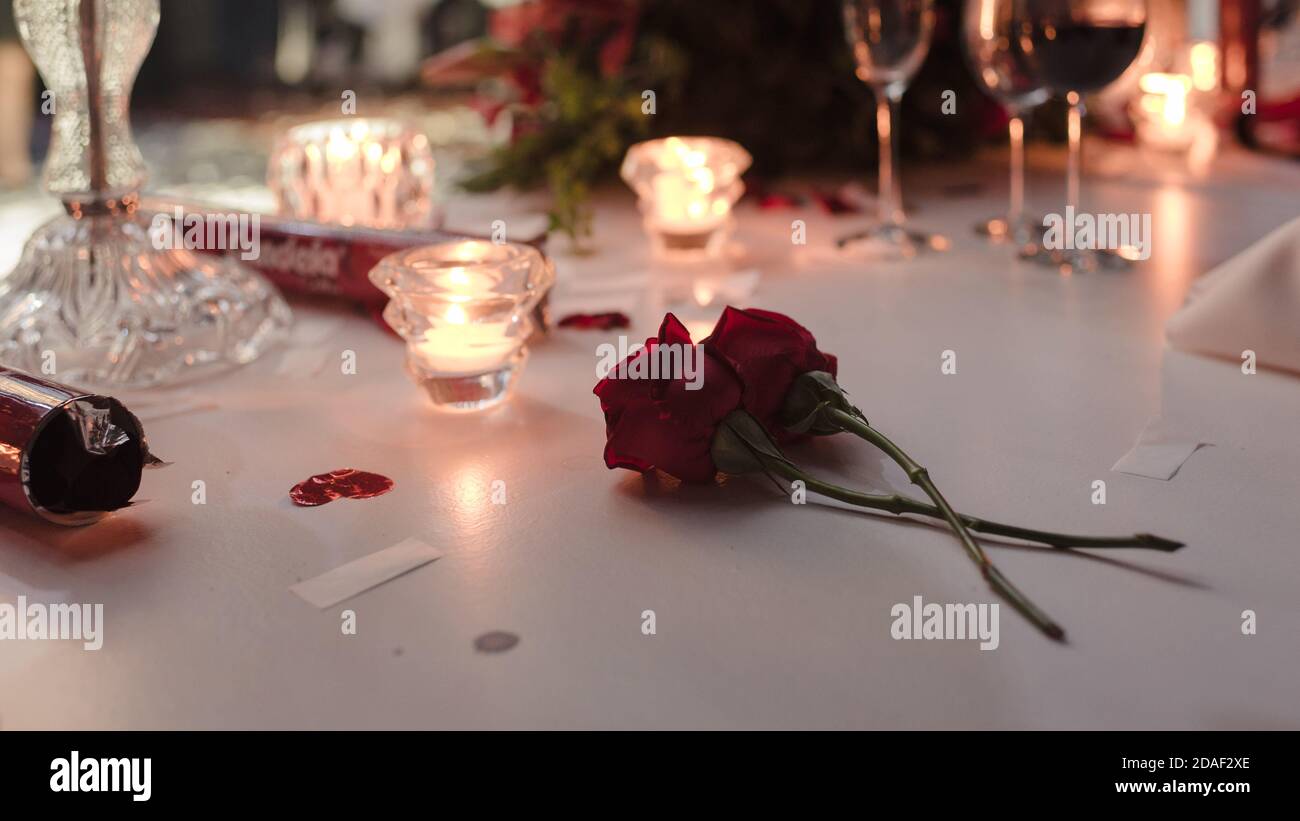 Festa di nozze due Red Roses insieme Foto Stock