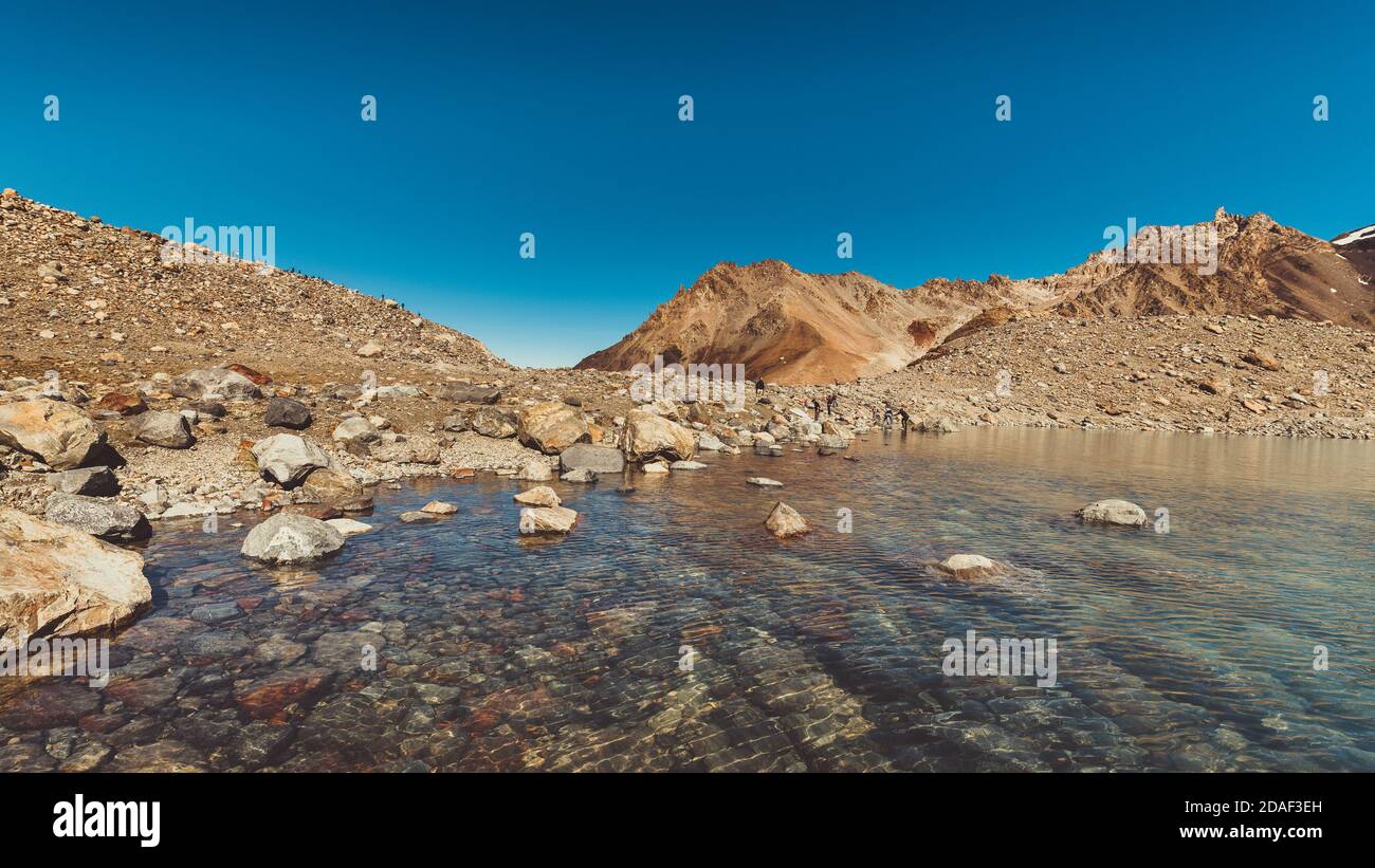 Fitz Roy mountain e la Laguna de los Tres, Patagonia, Argentina Foto Stock