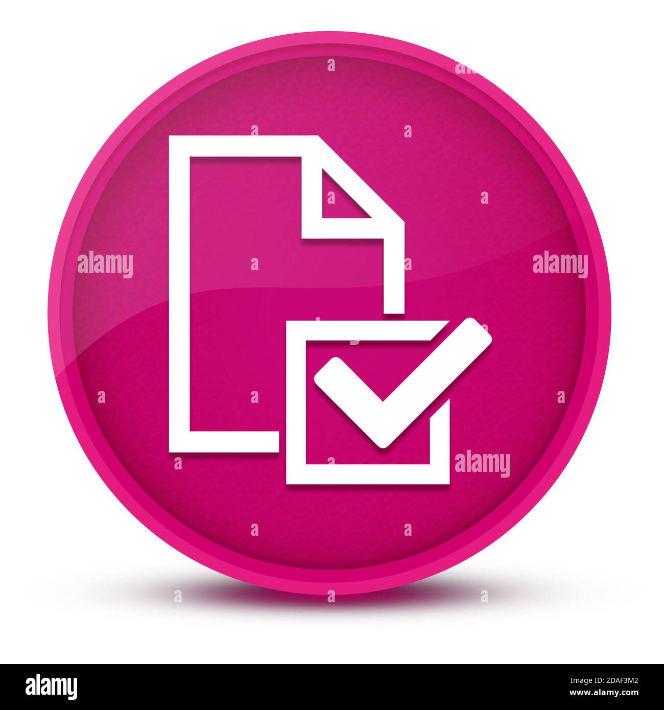 Survey (icona elenco di controllo) lussuoso pulsante rotondo rosa lucido illustrazione astratta Foto Stock