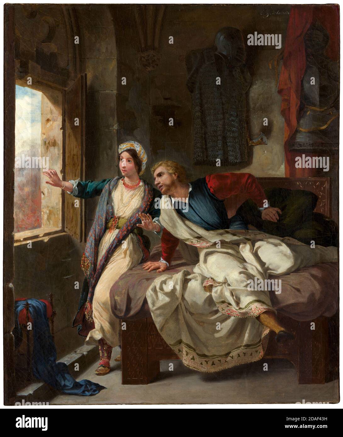 Eugene Delacroix, Rebecca e i feriti Ivanhoe, pittura, 1823 Foto Stock