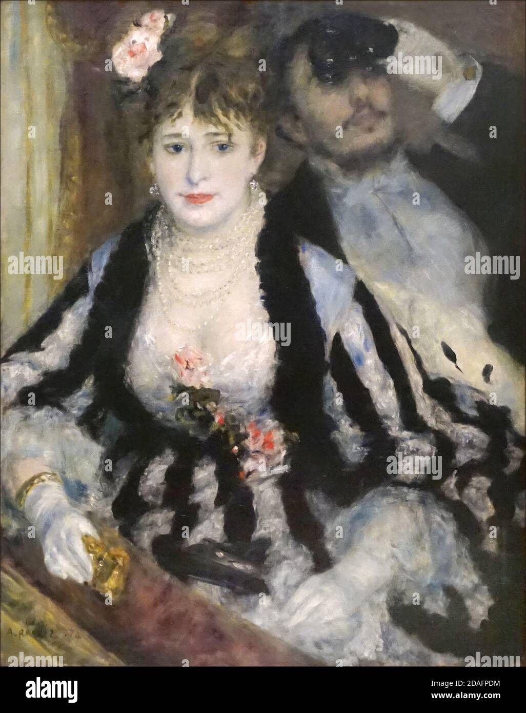 Titolo: La Loge (Theatre box) Creatore: Pierre Auguste Renoir Data: 1874 Medio: Olio su tela dimensione:80 x 63 cm Ubicazione: Il Courtauld, Regno Unito Foto Stock