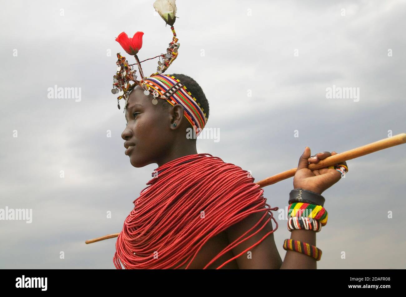 Tribeswoman di Samburu, riserva naturale di Samburu, Kenia Foto Stock