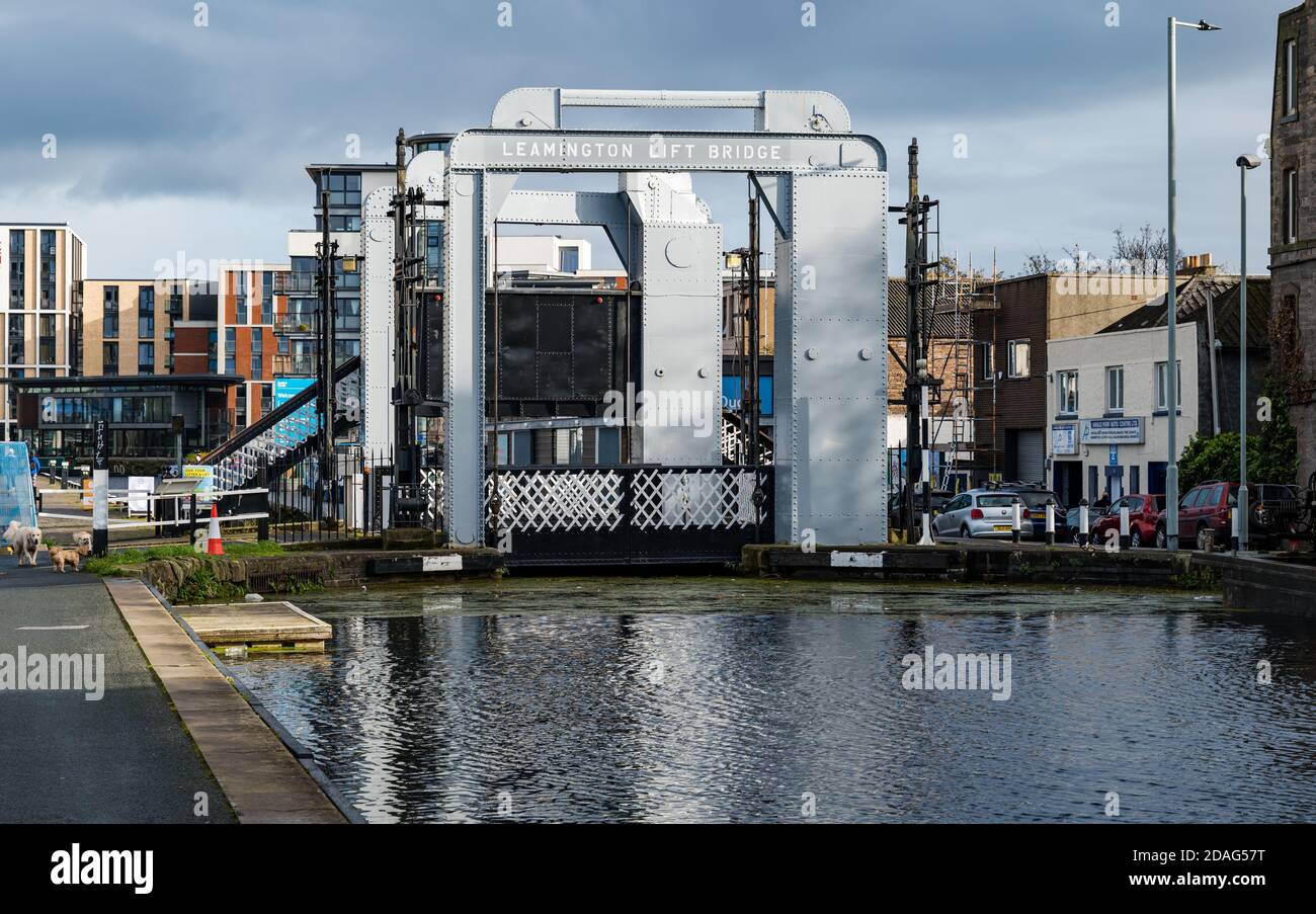 Restaurato Leamington Lift Bridge, Fountainbridge, Union Canal, Edimburgo, Scozia, Regno Unito Foto Stock