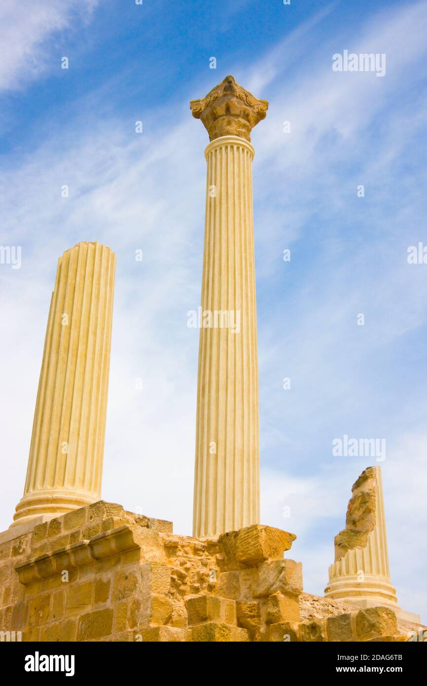 Rovine romane a Uthina (noto anche come Oudna), governatorato di ben Arous, Tunisia Foto Stock