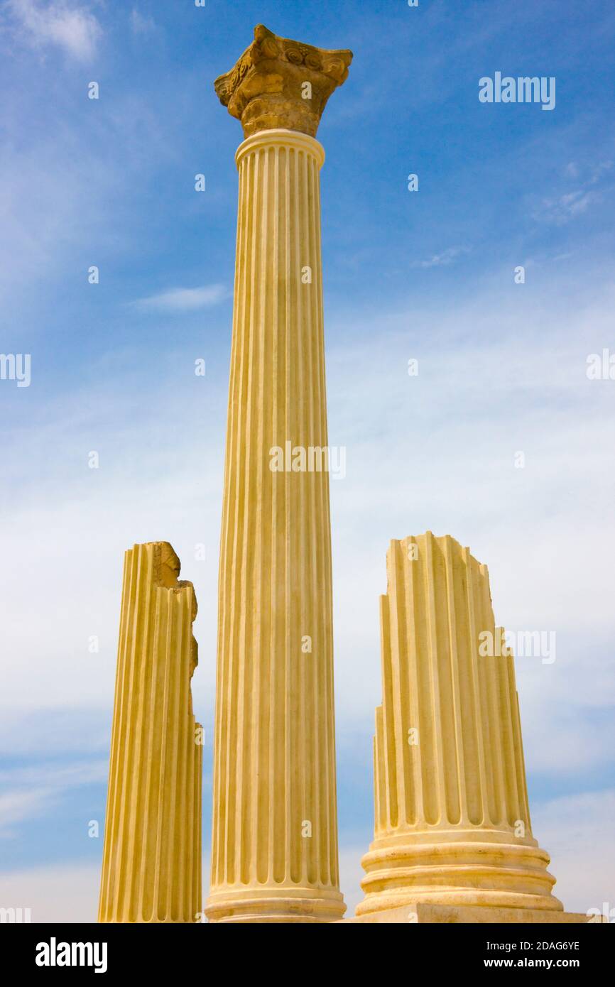 Rovine romane a Uthina (noto anche come Oudna), governatorato di ben Arous, Tunisia Foto Stock