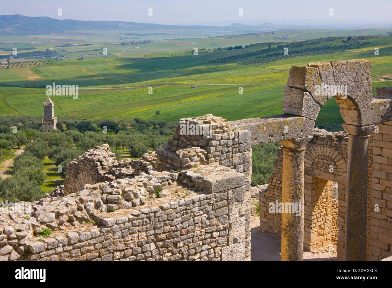Campidoglio alle rovine di Thugga, sito patrimonio dell'umanità dell'UNESCO, la Tunisia Foto Stock