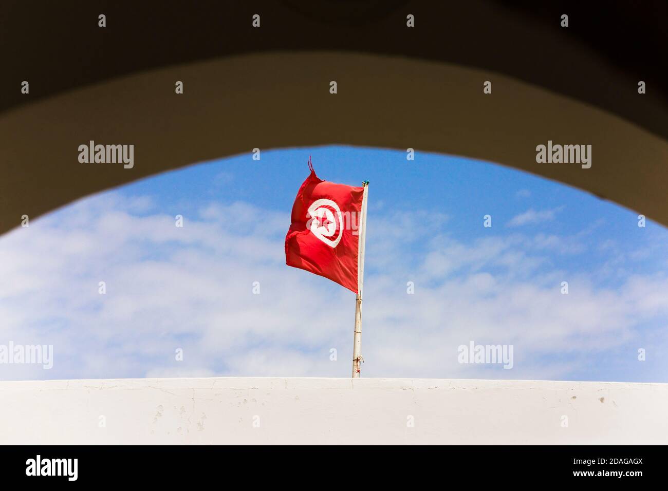 Bandiera tunisina, Tunisia Foto Stock