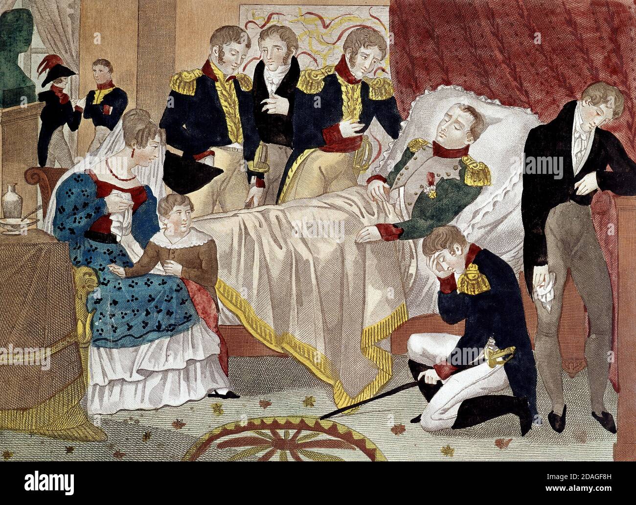 Napoleone Bonaparte sul suo letto della morte - sant'Elena 5 maggio 1821 Foto Stock
