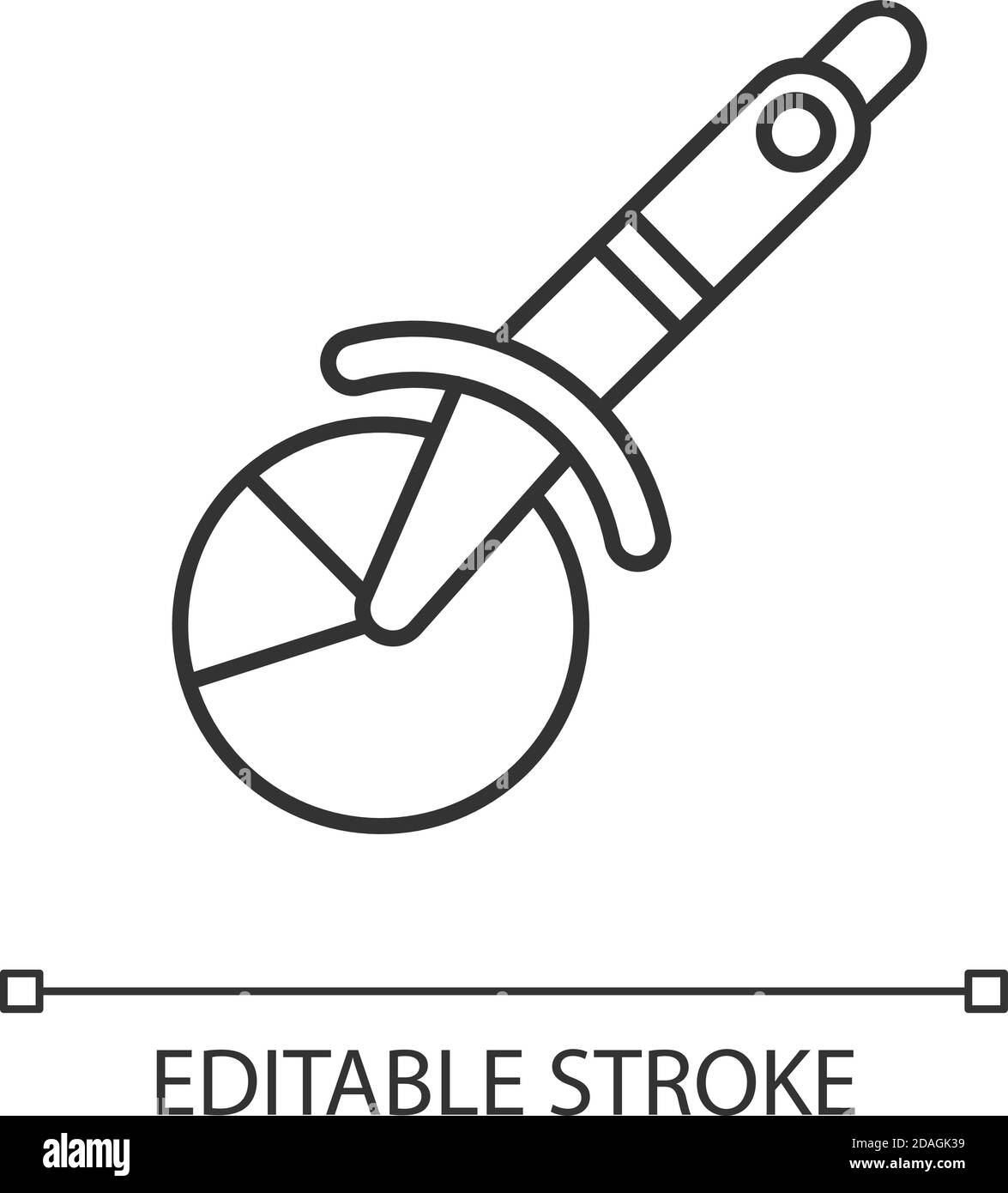 Icona lineare taglierina per pizza Illustrazione Vettoriale