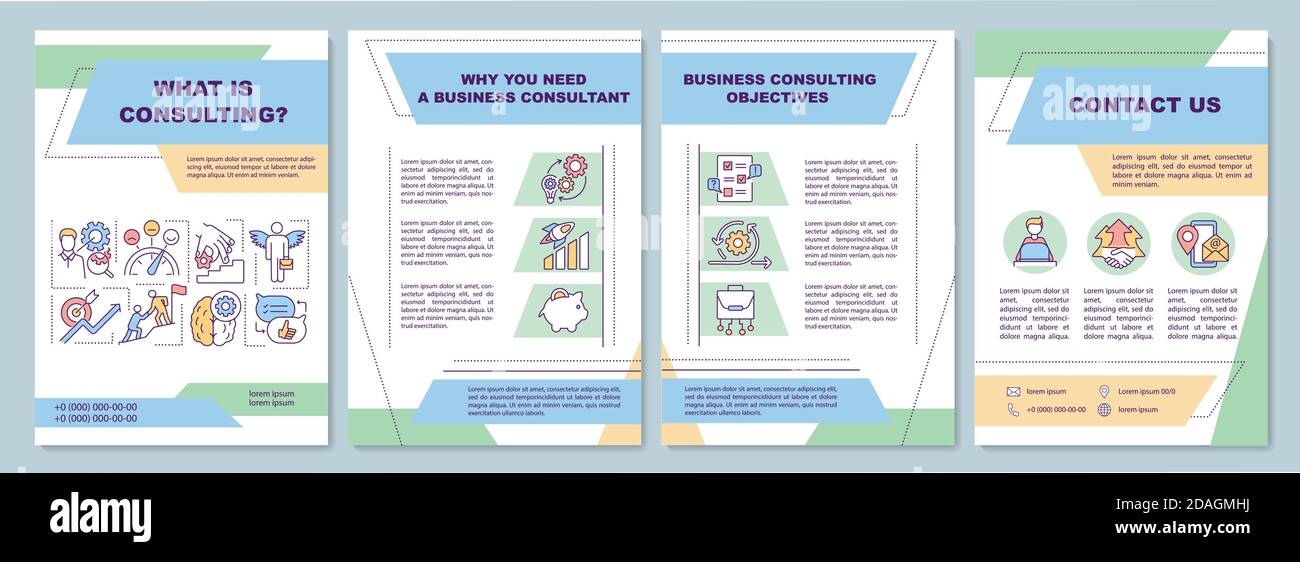 Modello di brochure obiettivi di consulenza aziendale Illustrazione Vettoriale