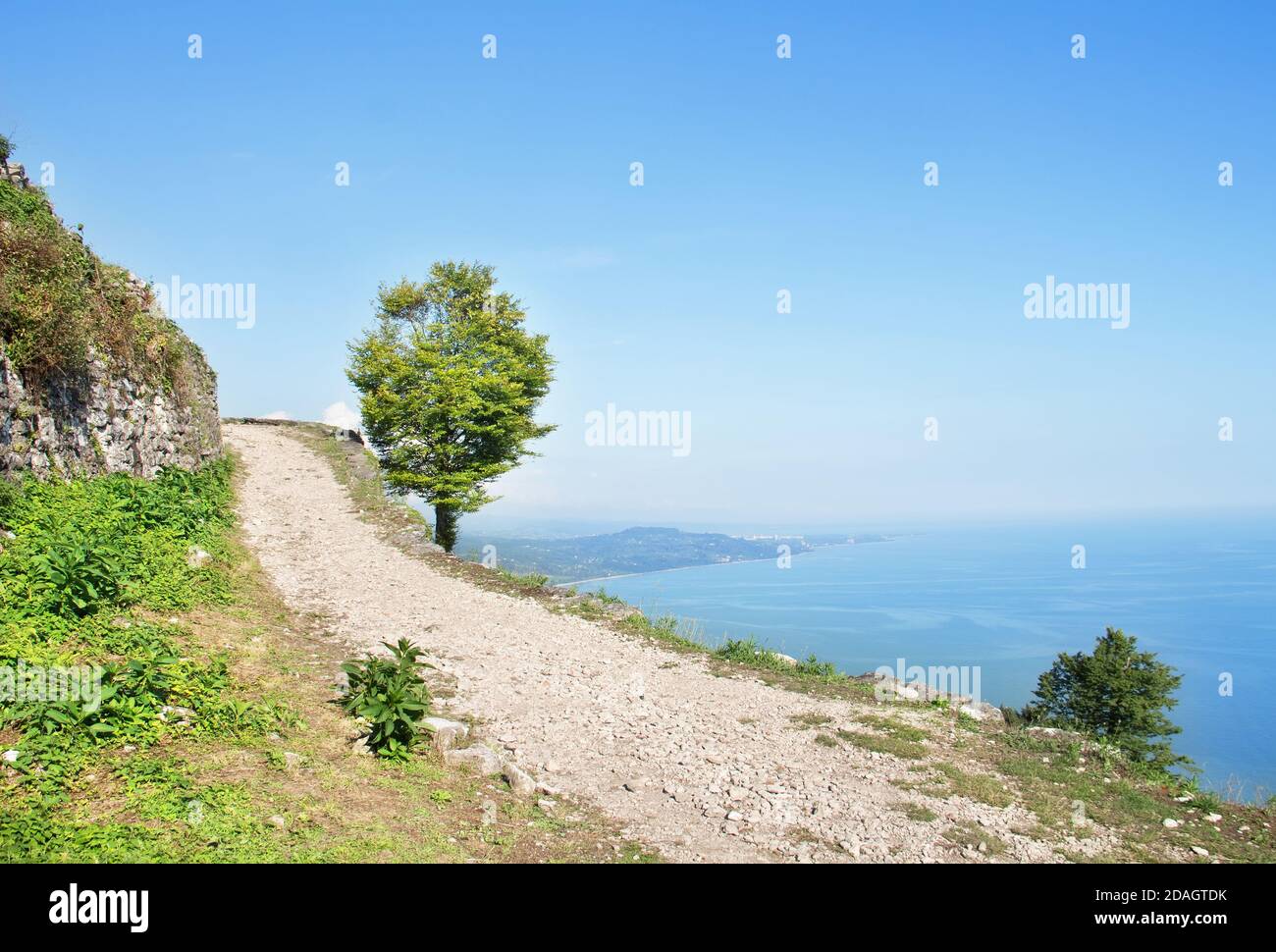 Fortezza di Anacopia, Repubblica di Abcasia. Splendida vista sul Mar Nero e su New Athos. Foto Stock