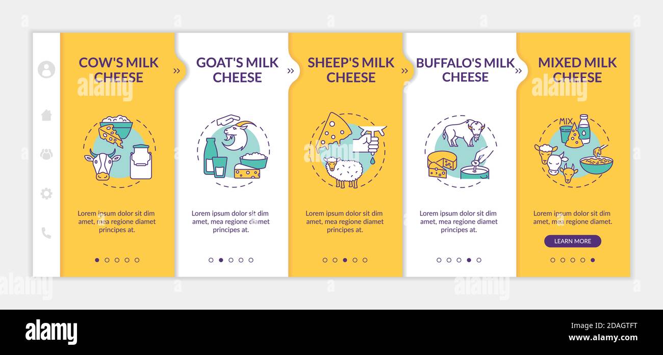 Modello vettore di onboarding per la produzione di formaggio Illustrazione Vettoriale
