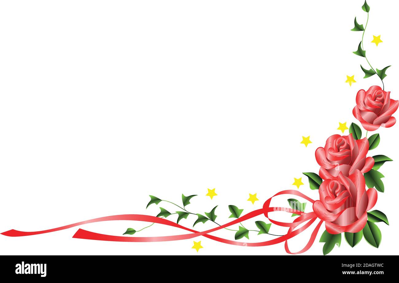 Nastro Rose bordo angolo inferiore destro Illustrazione Vettoriale Nastro Rose bordo angolo inferiore destro Illustrazione Vettoriale