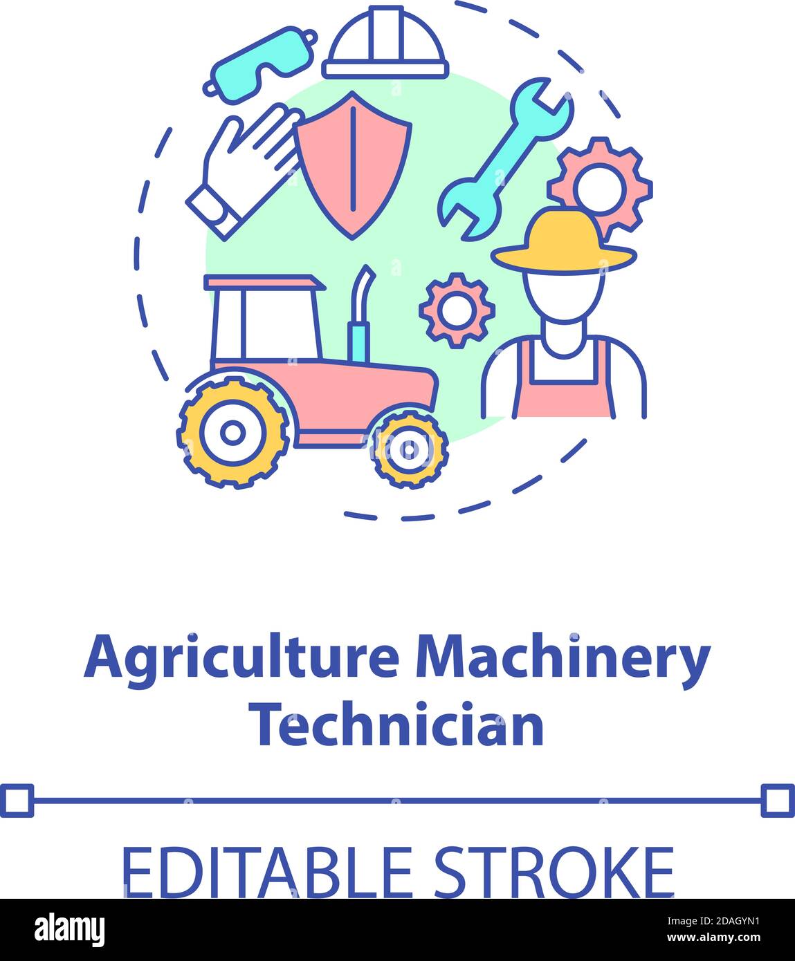 Icona del concetto di tecnico di macchine agricole Illustrazione Vettoriale