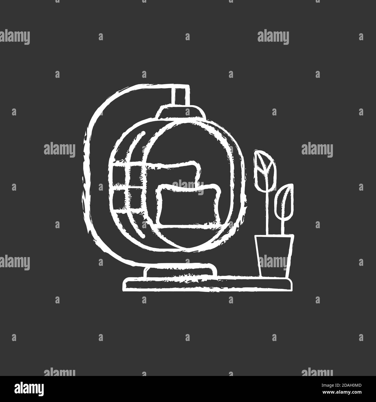 Arredamento rustico gesso bianco icona su sfondo nero Illustrazione Vettoriale