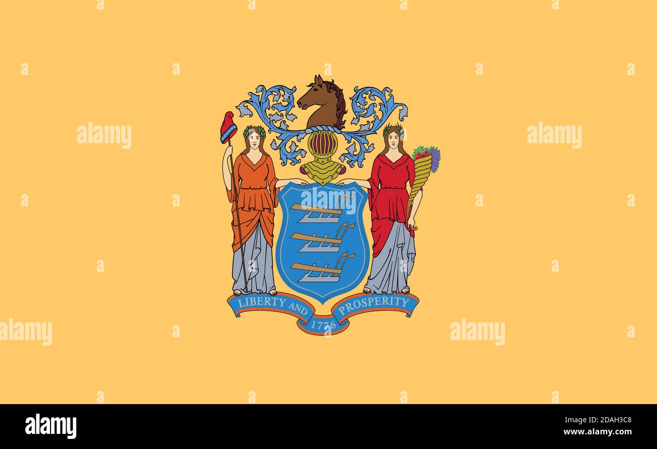Bandiera dello stato degli Stati Uniti del New Jersey Illustrazione Vettoriale
