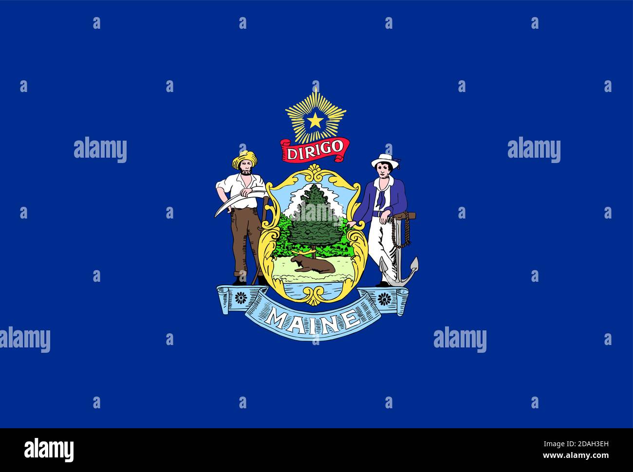 Bandiera dello stato degli Stati Uniti Maine Illustrazione Vettoriale